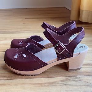 SANDGRENS Swedish clogs 39 Copenhagen Bordeaux Veg